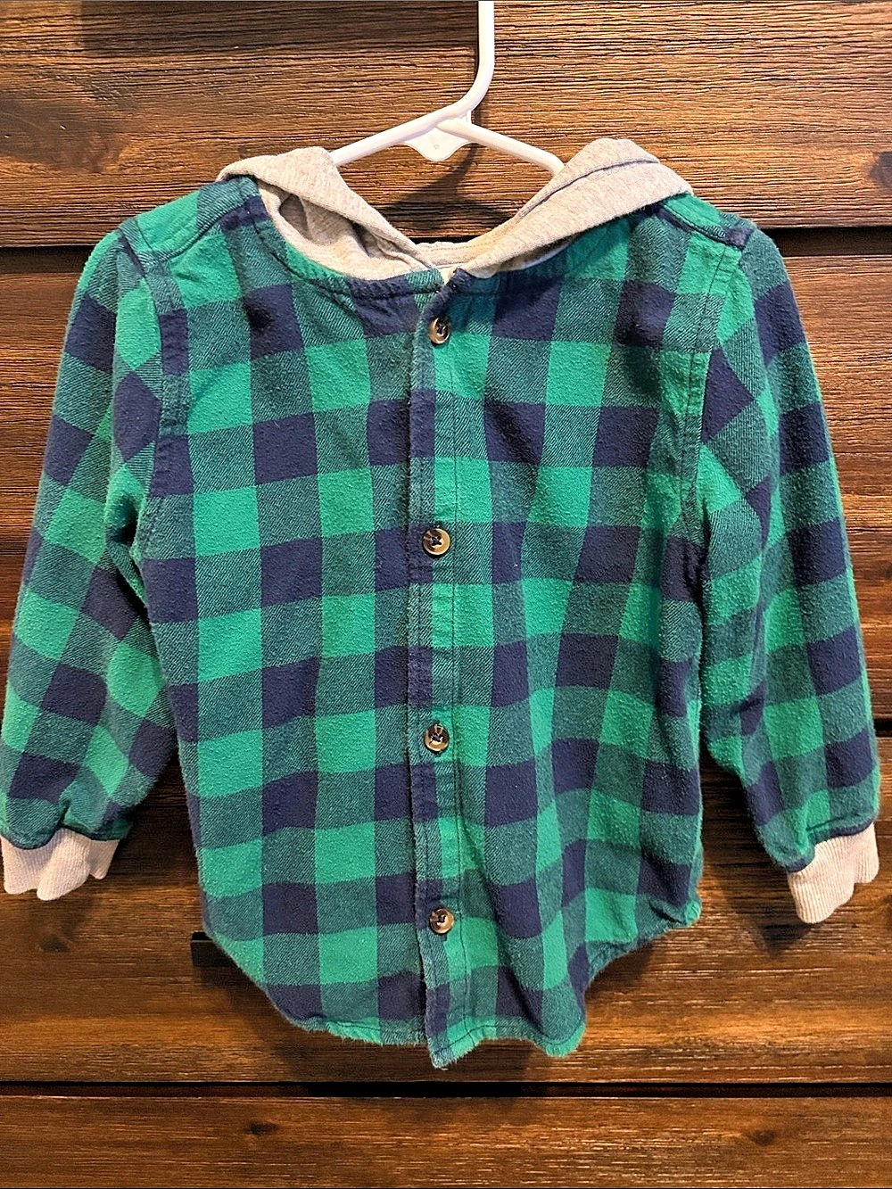 Hanna Andersson Flannel Hooded Button Up Shirt